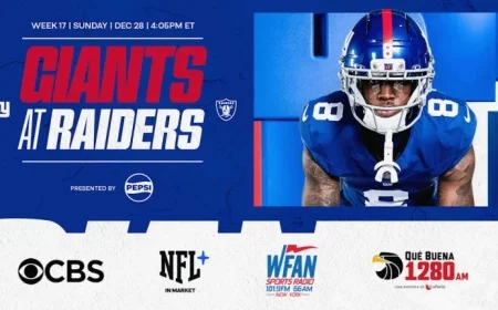 Giants vs. Raiders: Watch, Listen, and Stream Live for Week 17