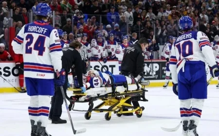 Team USA Defenseman Exits World Juniors on Stretcher After Puck Hit