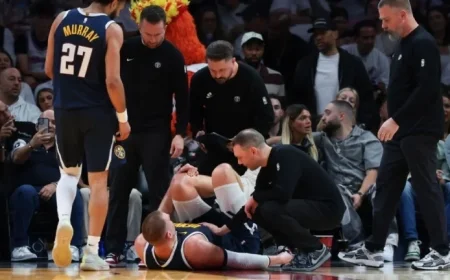 Nuggets’ Jokic Exits Game with Knee Injury