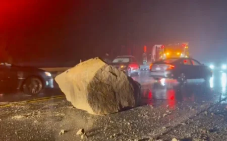 Boulder Crashes on Highway 18, Injuring 5 Near Big Bear Lake