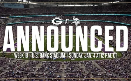 Packers vs. Vikings Game Scheduled for Sunday Noon in Week 18