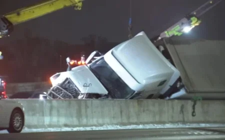 Truck Overturns on Car, Killing 1 and Blocking I-80/94 in Indiana
