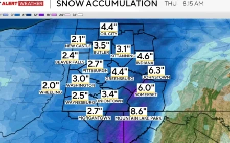 Heavy Snowfall to Chill Pittsburgh Area on New Year’s Eve