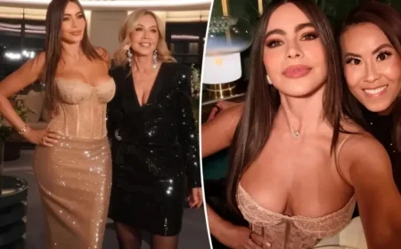 Sofia Vergara Shines in Sheer Lace Corset and Sequined Skirt in London