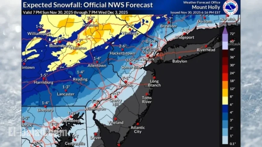 N.J. Weather Forecast: 2-7 Inches of Snow Expected Tuesday