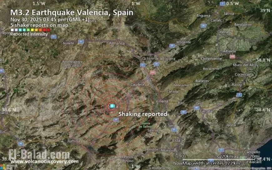 Possible Earthquake Shakes Near Elda, Valencia Moments Ago