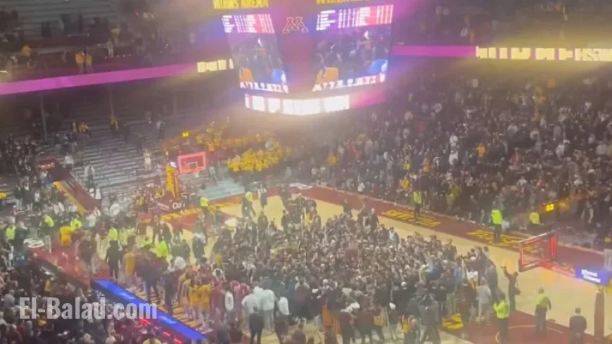 Gophers Fans Celebrate Court-Storming Upset Against No. 22 Indiana