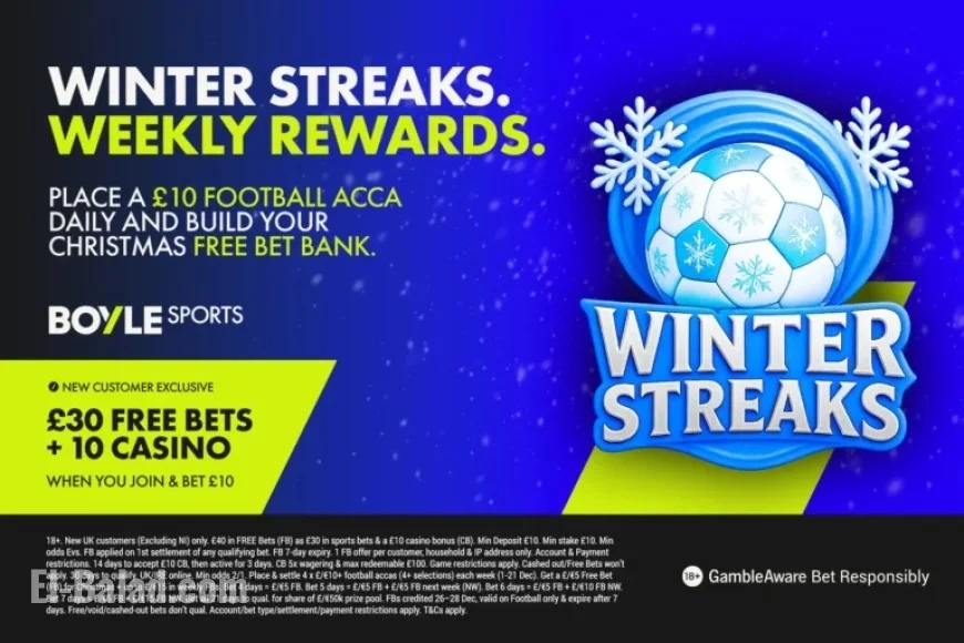 BOYLE Sports Offers Christmas Free Bets with Daily £10 Football Acca