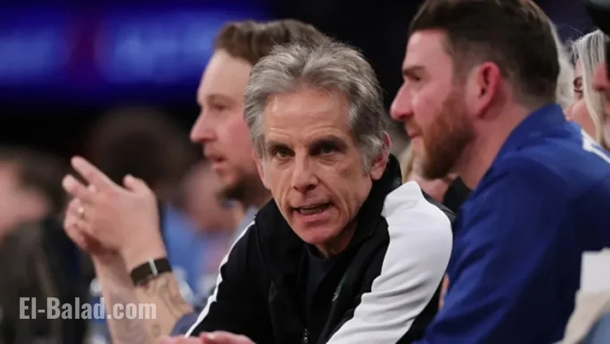 Ben Stiller Sports Dayton Dragons Jacket at Knicks Game Courtside