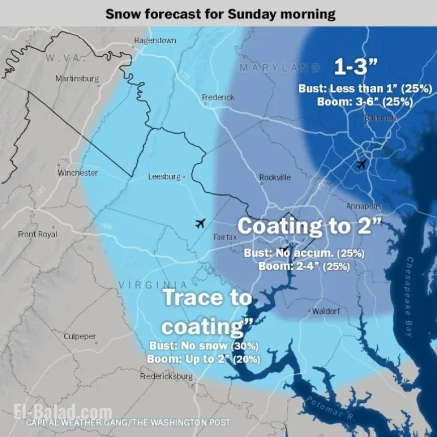 Early Sunday Snowfall Expected in D.C.: How Much Will Accumulate?