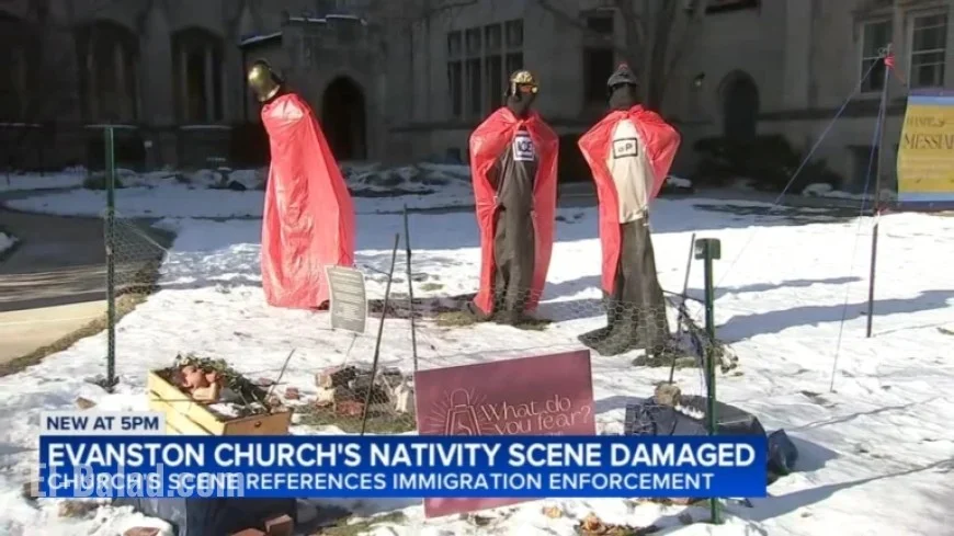 Vandal Targets Anti-ICE Nativity Scene at Lake Street Church, Adds Zip Ties, Gas Masks