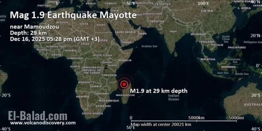 Minor 1.8 Earthquake Strikes 21 km East of Mamoudzou, Mayotte