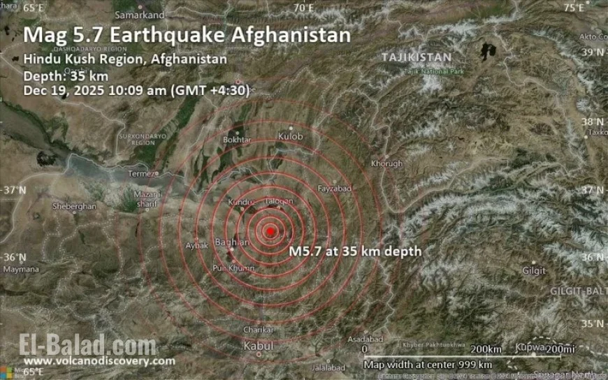 Magnitude 5.7 Earthquake Strikes Takhar, 195 km North of Kabul