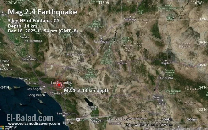 Seismic Event Reported Near Riverside, California on December 19, 2025