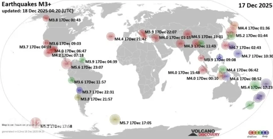 Wednesday, 17 December 2025 Earthquake Report Released Globally