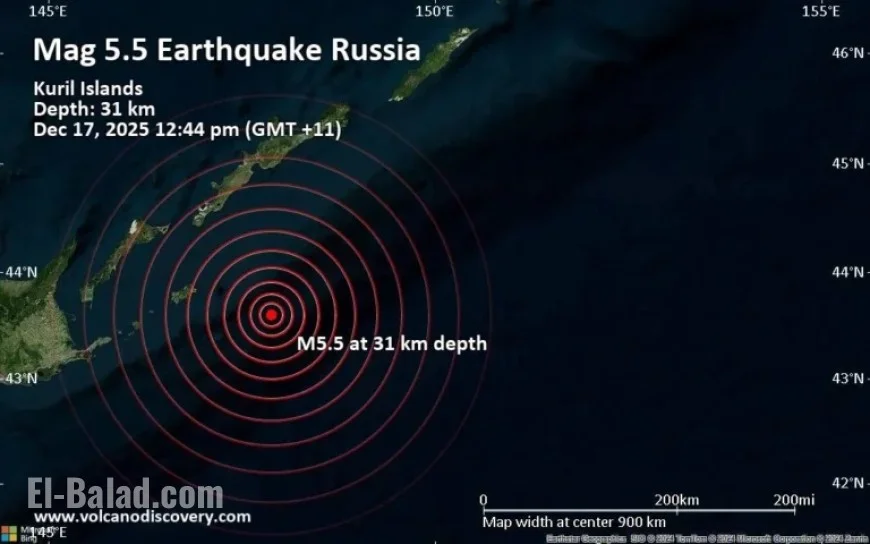 5.5 Magnitude Earthquake Hits Near Shikotan, Sakhalin Oblast, Russia