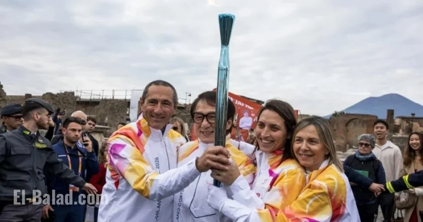 Jackie Chan Carries Olympic Torch Through Pompeii’s Ancient Ruins
