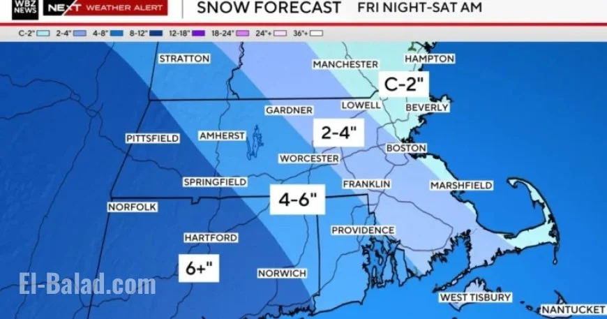 Massachusetts Map Predicts Plowable Snowfall Tonight Through Saturday Morning