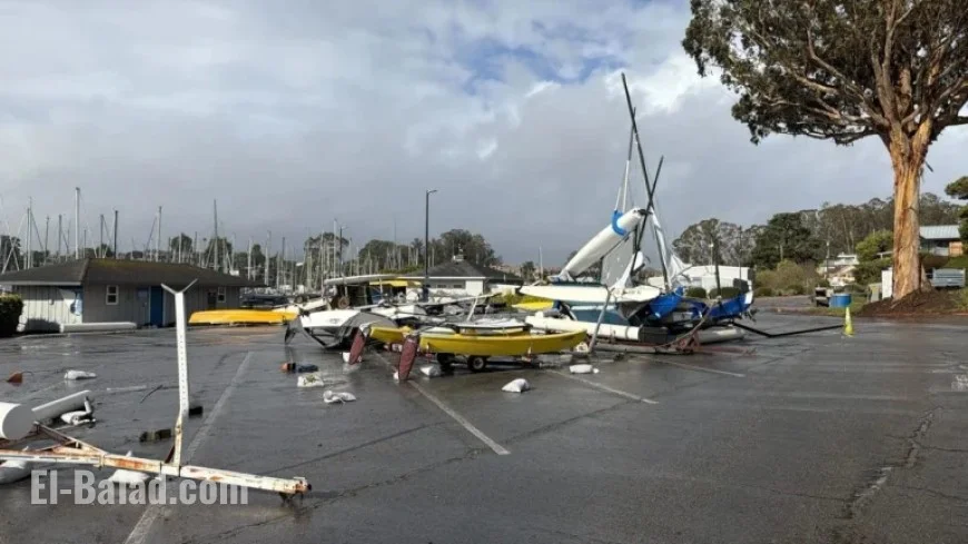 High Winds Damage Boats in Santa Cruz Harbor
