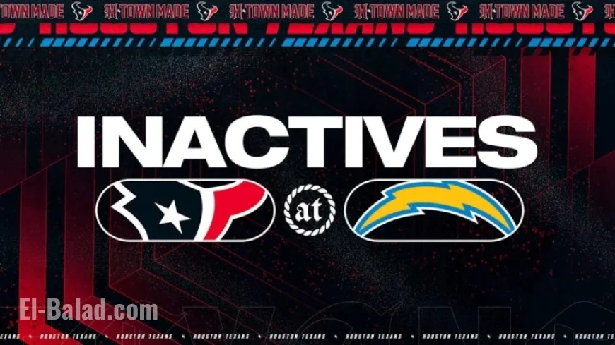 Texans Announce Inactives for Week 17 Against Chargers