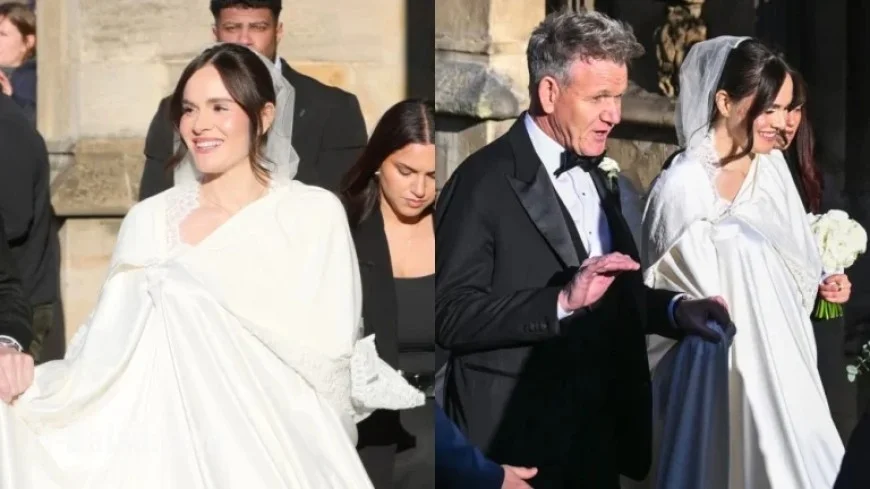 Holly Ramsay Weds Adam Peaty in Elegant White Lace Dress