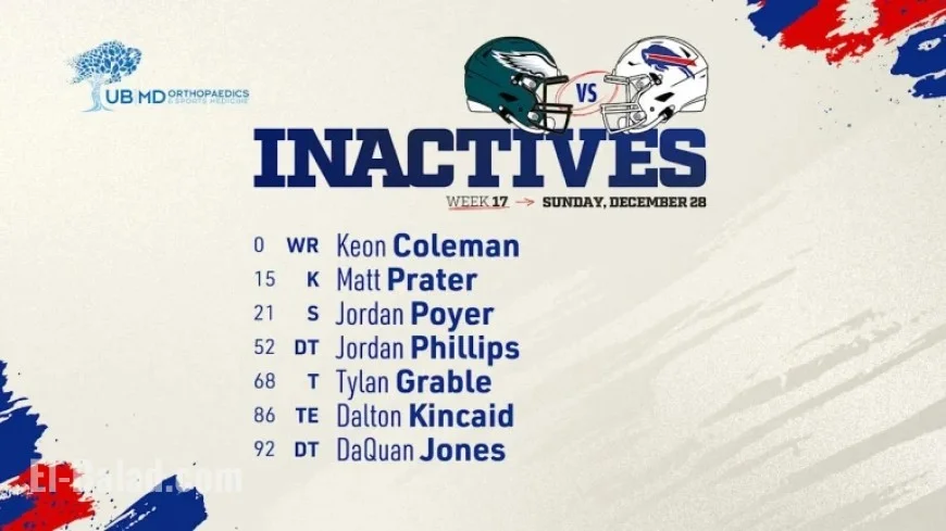 Buffalo Bills Reveal Inactive Players List Against Eagles