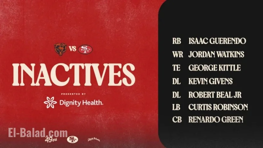 George Kittle Out, Ricky Pearsall Active for Bears Game: Week 17 Inactives