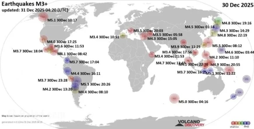Global Earthquake Summary: December 30, 2025