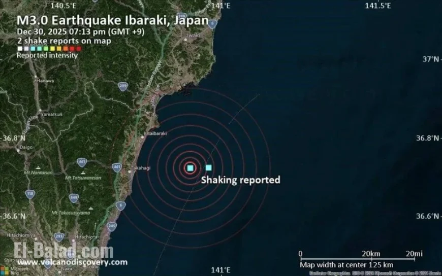 Possible Earthquake Shakes Near Hitachi, Ibaraki, Japan Minutes Ago