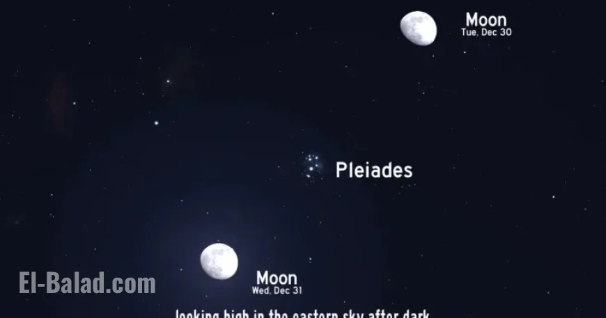Nearly Full Moon Guides to Pleiades on New Year’s Eve