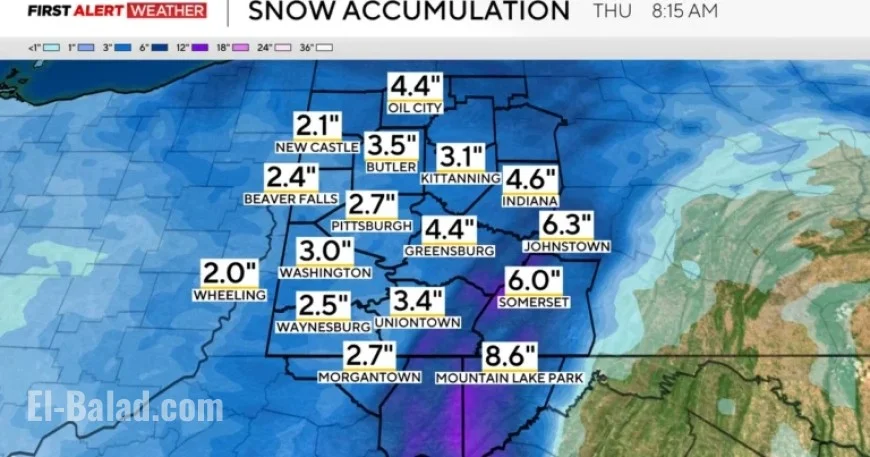 Heavy Snowfall to Chill Pittsburgh Area on New Year’s Eve