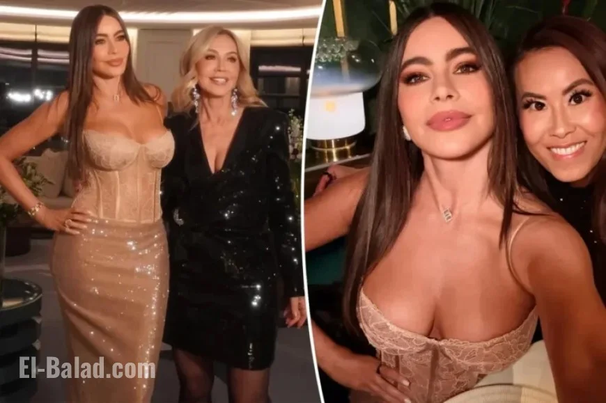 Sofia Vergara Shines in Sheer Lace Corset and Sequined Skirt in London