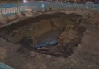 Burst Water Pipe Creates Sinkhole, Keeps Road Closed | ITV News