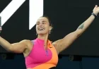 Sabalenka Defeats Wildcard as Federer and Laver Watch