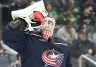 Columbus Blue Jackets’ Merzlikins Pauses Game for Unusual Water Break
