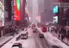 Aerial View Captures New York City Snowstorm