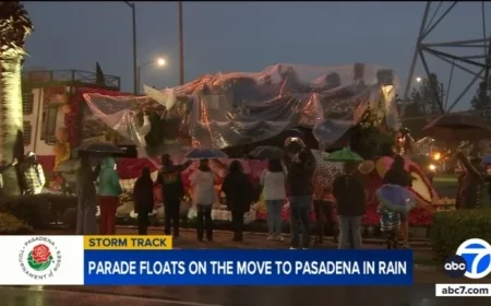 Rose Parade 2026 Floats Arrive in Pasadena Despite SoCal Storm