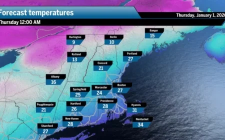 Gale Winds and Snow Showers to Chill New Year’s Eve Night
