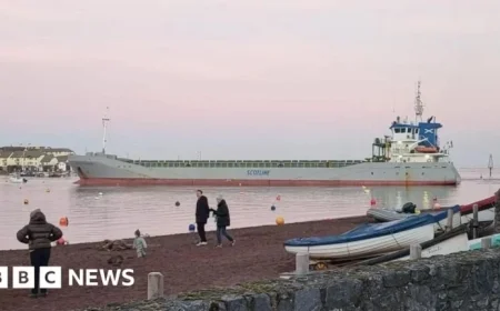 Cargo Ship Grounds in Teignmouth Harbor, Disrupting Traffic