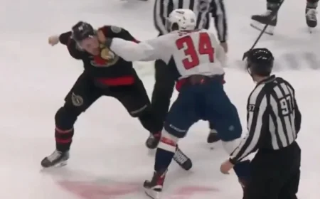 Justin Sourdif Delivers Big Hit, Fights Drake Batherson in NHL Debut