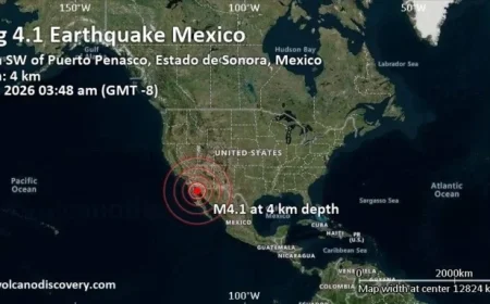 Earthquake of Magnitude 4.1 Strikes Southwest of Puerto Penasco, Mexico