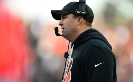 Bengals Coach Zac Taylor Reacts to Myles Garrett’s Record-Breaking Sack
