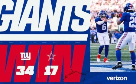 Giants Triumph Over Cowboys with 34-17 Victory