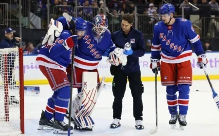 Shesterkin Exits Rangers Game Against Mammoth Due to Lower-Body Injury
