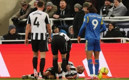 Newcastle’s Fabian Schar Stretchered Off with Leg Brace in Leeds Match
