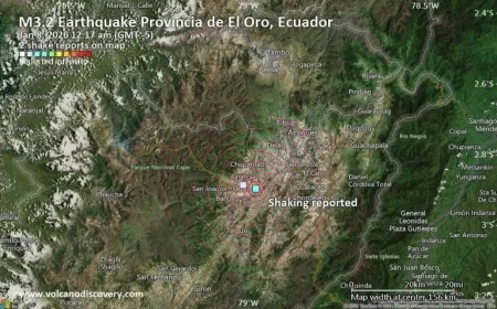 Possible Earthquake Detected Near Machala, El Oro, Ecuador Minutes Ago