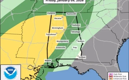 Alabama Storm Timing Adjusted for Friday