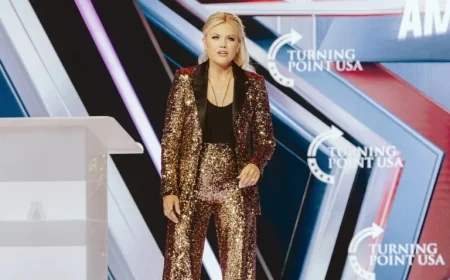 Erika Kirk Dazzles in Stunning Pantsuit, Balances Elegance and Glamour