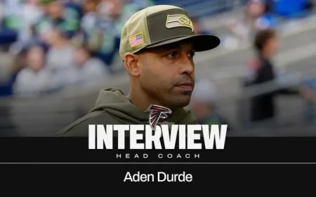 Falcons Interview Aden Durde for Head Coach Role