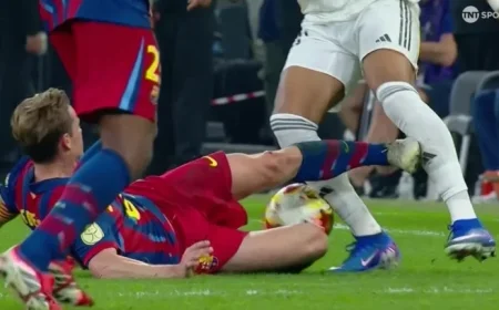 Barca’s De Jong Sees Red for Dangerous El Clasico Tackle